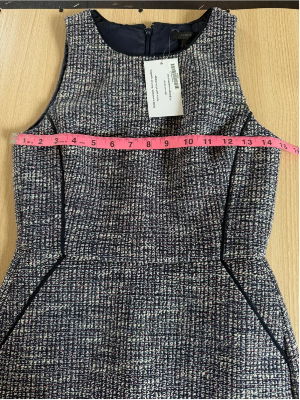 J.Crew Textured Tweed Sheath Dress Navy Pink Ivory Sleeveless Size 00